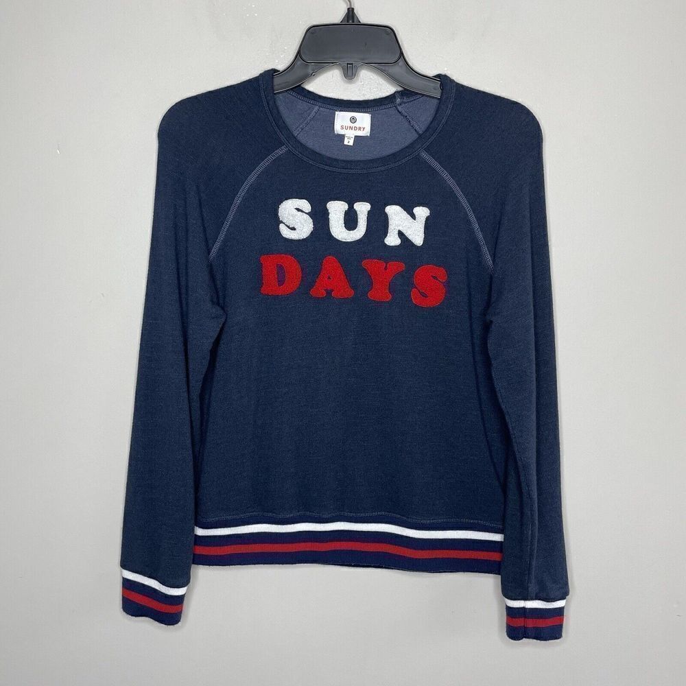 Sundry Navy Sweatshirt with White & Red 'SUN DAYS' Applique